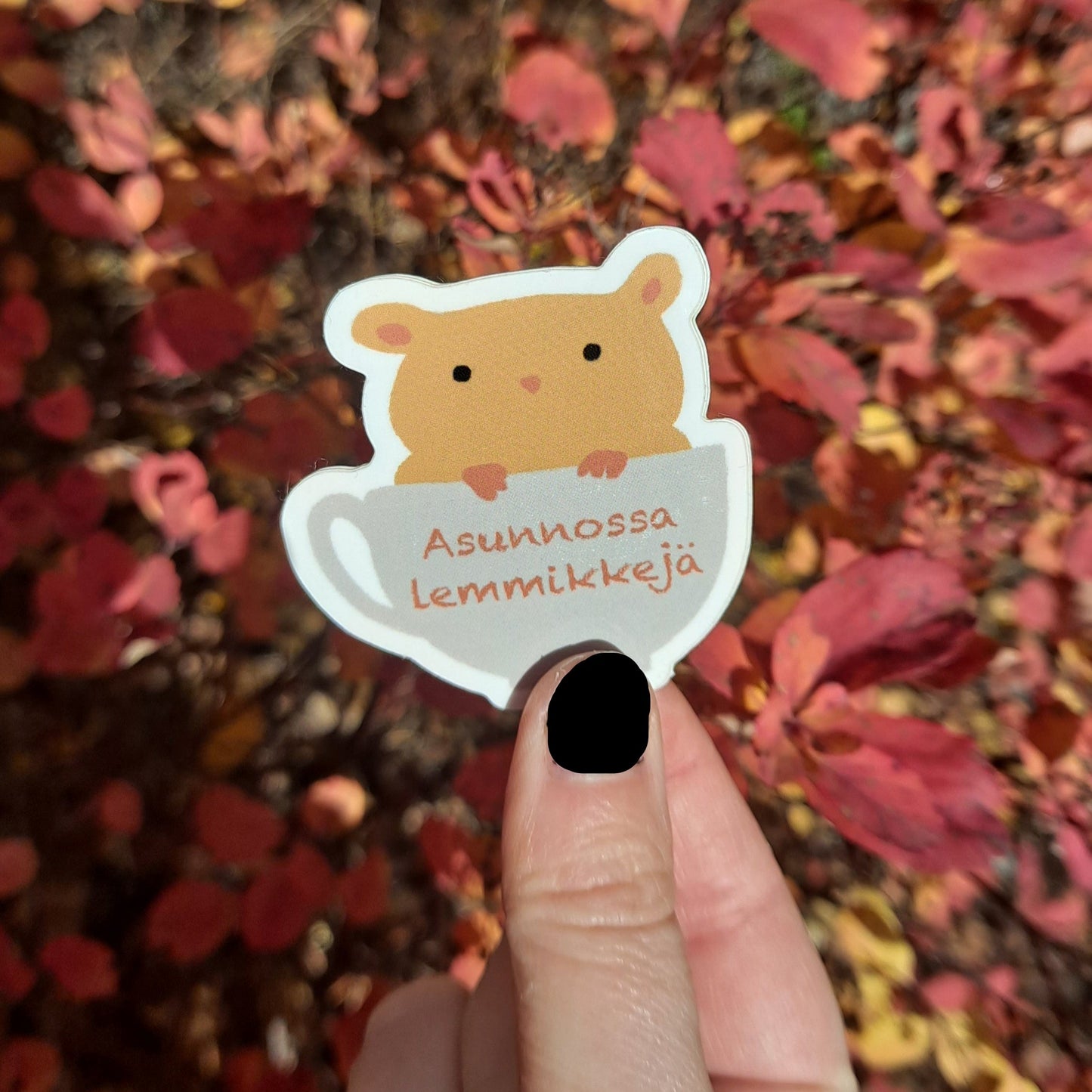 Lemmikkejä asunnossa tarra hamsu kupissa